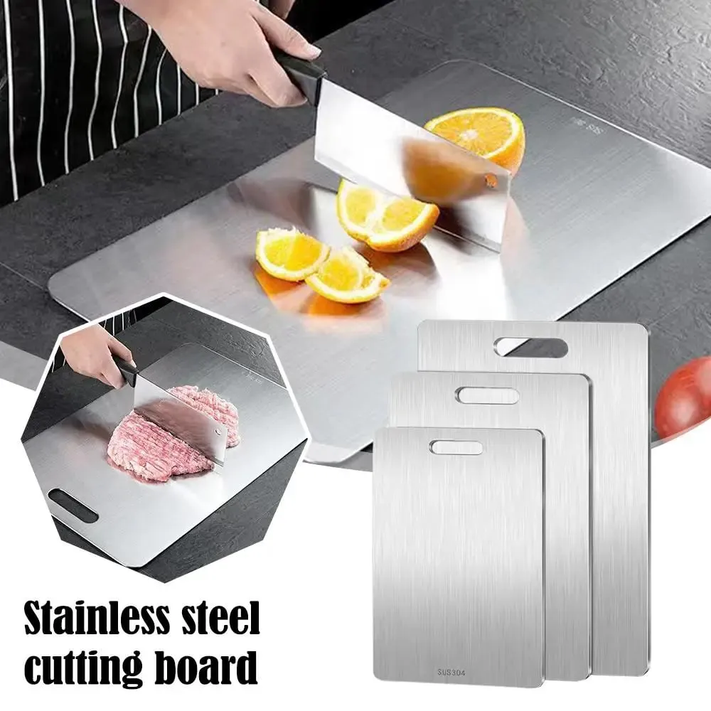 Placa de corte de aço inoxidável 1 peça-tábua de corte dupla face resistente para carne, legumes, amassar massa e preparação de cozinha — image 6