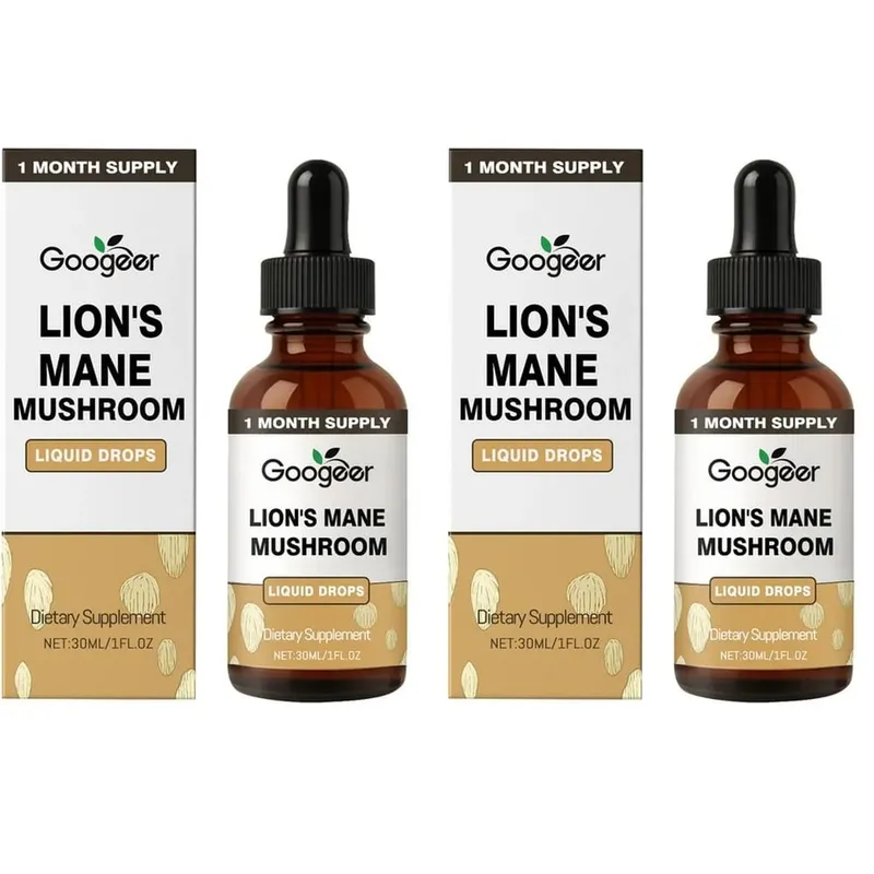 Googeer Lion's Mane Mushroom Liquid Drops الذاكرة ودعم التركيز للوضوح المعرفي والرشاقة العقلية خالية من الكحول 30 مل