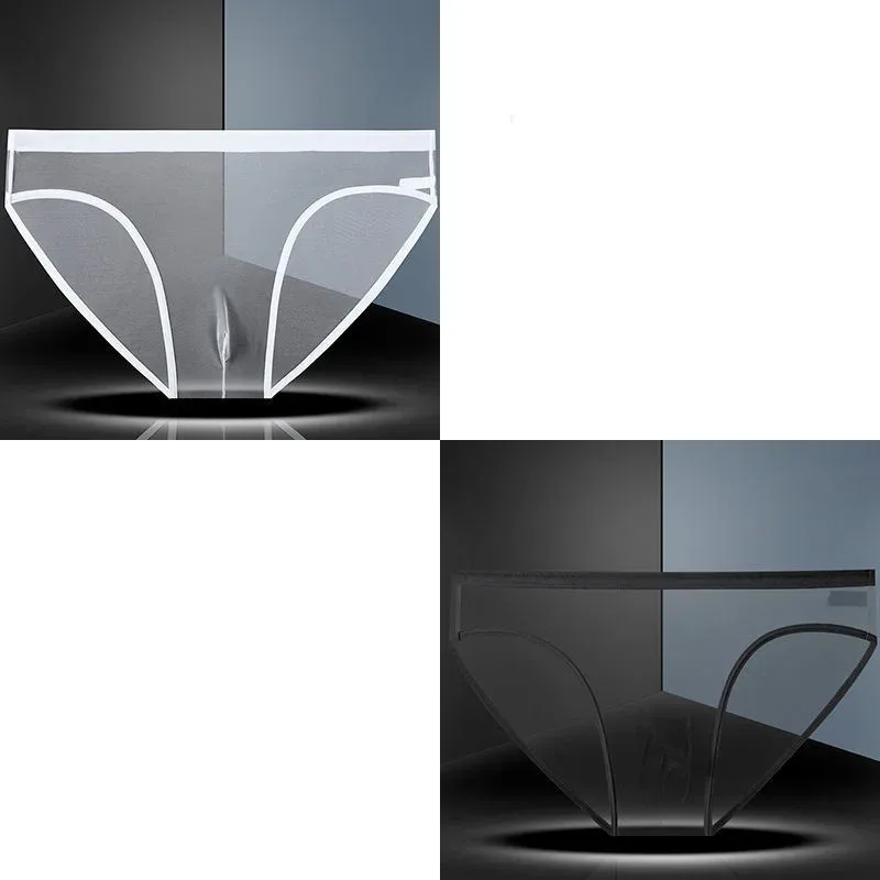 1-2 Pcs Men's Briefs Seamless Transparent Ultra-thin Underpants Breathable Mesh Sexy Male Panties Elastic Underwear Shorts Panty — image 25