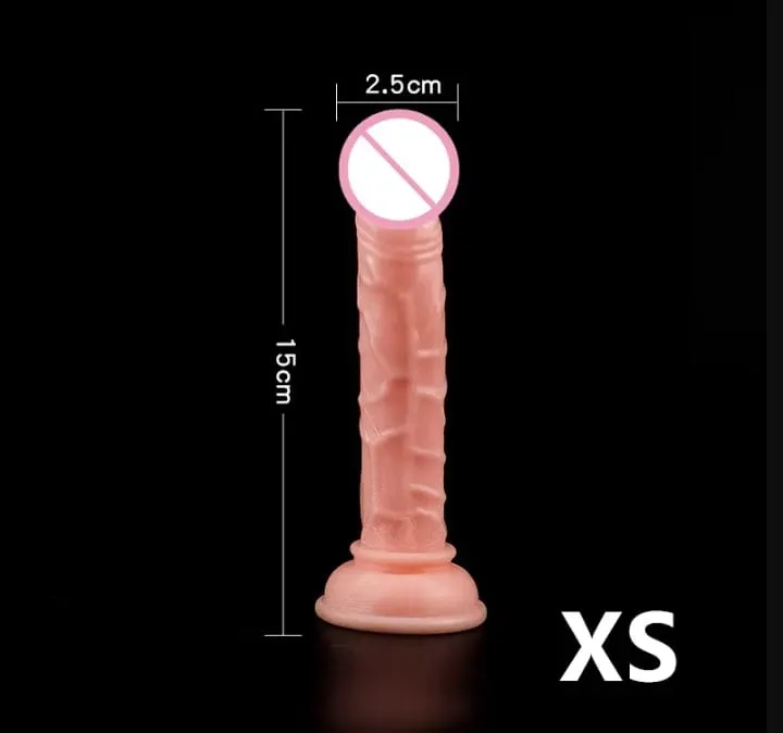 Realistic Soft Silicone Dildo XXS-L Skin Color with Powerful Suction Cup Female Masturbator G Spot Stimulating Sex Toy for Women