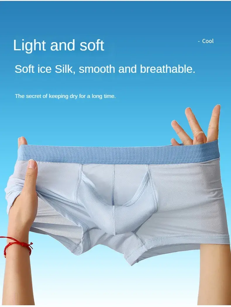 Underwear Sexy Men Boxers Man Elephant Nose Underpants Men's Panties Ice Silk U Convex Long Bulge Pouch Boxershorts — image 5