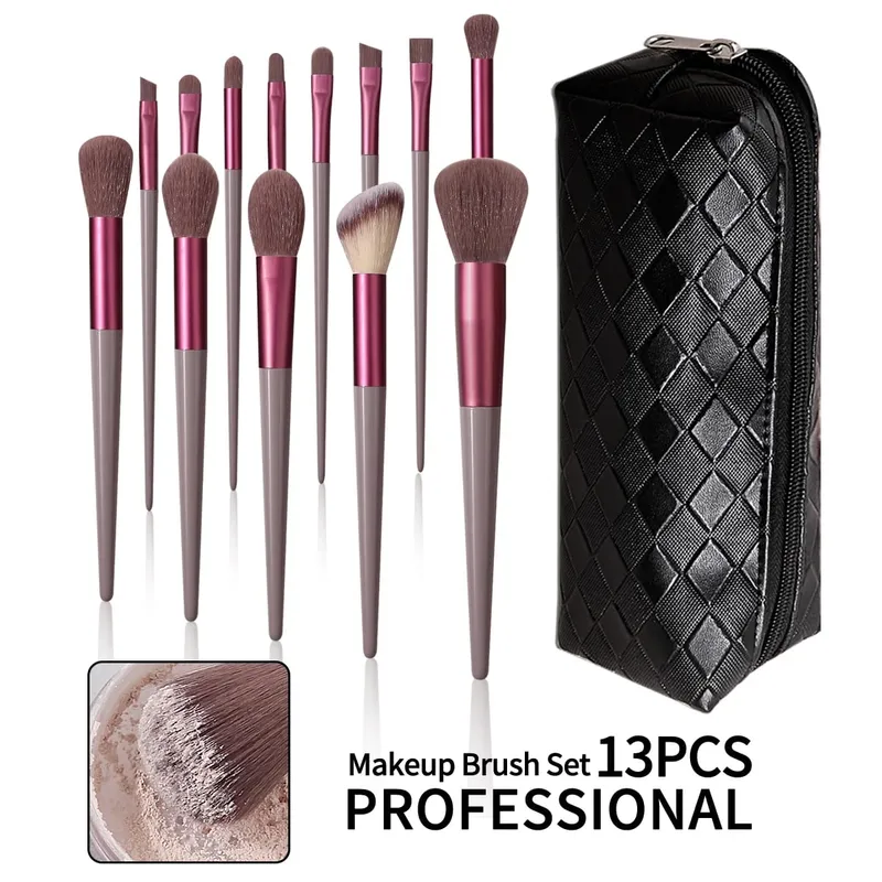 14PCS Low Price Makeup Brush Set With Makeup Brush Pouch Cosmetic Brushes With Fashion Makeup Brush Bag