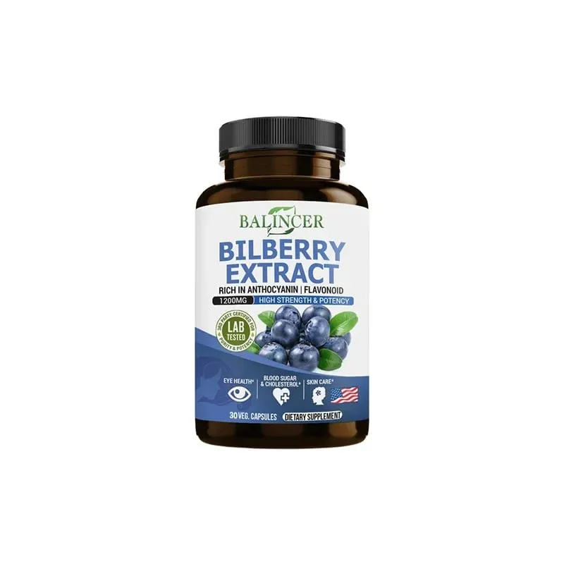 Bilberry Extract Supplements - Rich in Antioxidants Promote Vision Health and Protect Eyes Promote Brain Health
