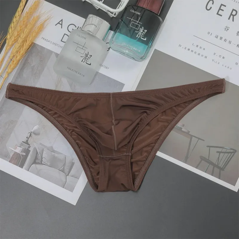 1PC Summer New Underwear Men's Ice Silk Briefs Ultra-thin Transparent Breathable Sexy Comfortable Low Waist Underpants for Men — image 19