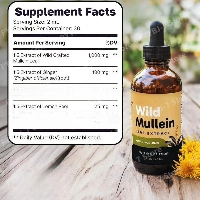 All Natural Mullein Drops with Ginger Lemon for Lung Cleanse and Detox Mullein Leaf Extract for Respiratory Lung Health — image 6