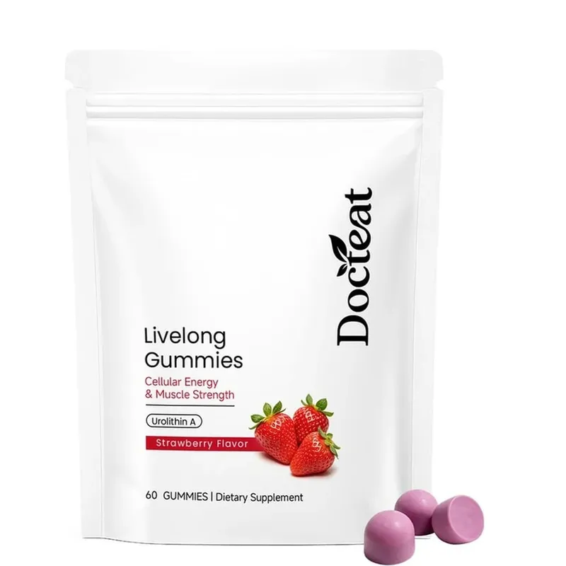 Docteat Urolithin A Gummies 500mg per porzione Gusto Fragola Supporto quotidiano per il benessere cellulare 60 caramelle gommose per uomini donne