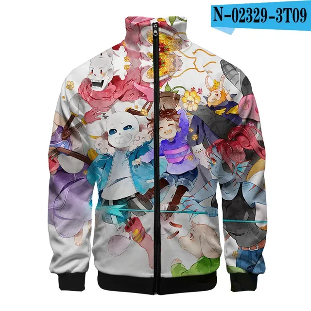 Luxuriöse beliebte Sans Undertale 3D-Druck-Reißverschluss-Raglanjacke Windjacke Jungen/Mädchen Bequeme Stehkragenjacken Mäntel