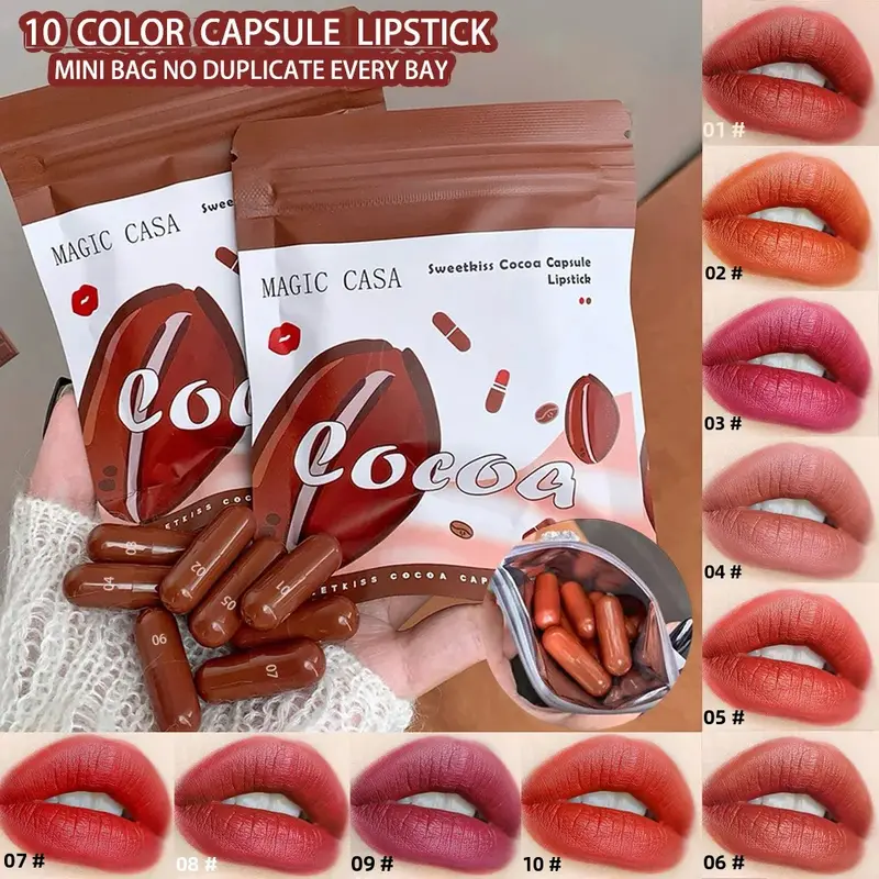 Mini Size Coco Lipstick Set 10 Shades Velvet Matte Finish Waterproof Nude Lip Glaze Beauty Makeup Kit — image 2