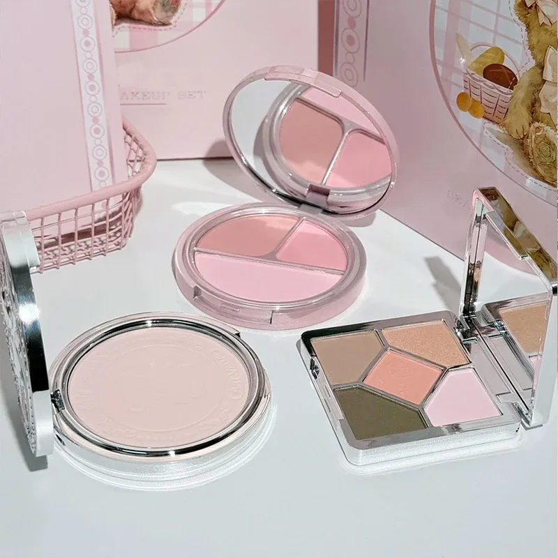 ART VALUE 7PCs Multipurpose Makeup Sets Include 3 Matte Lip Mud 1 Pressed Powder 1 Blush 1 Eyes Palette And Necklace Cosmetics — image 2