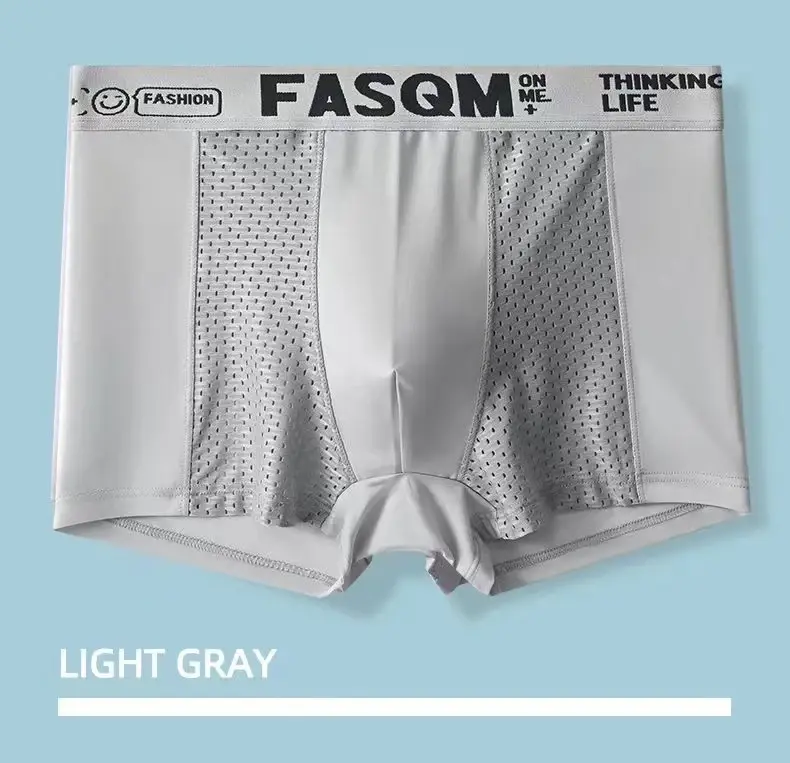1pcs Mesh Ice Silk Boxer Shorts Men's Underwear FASQM Underpants Breathable Sexy Slim Panties Bamboo Lingerie Plus Size L-6XL — image 16
