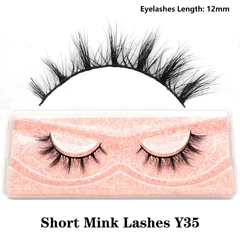 Demi-cils naturels 3D en vison, courts, duveteux, vaporeux, bande croisée, doux, Extension, maquillage — image 42