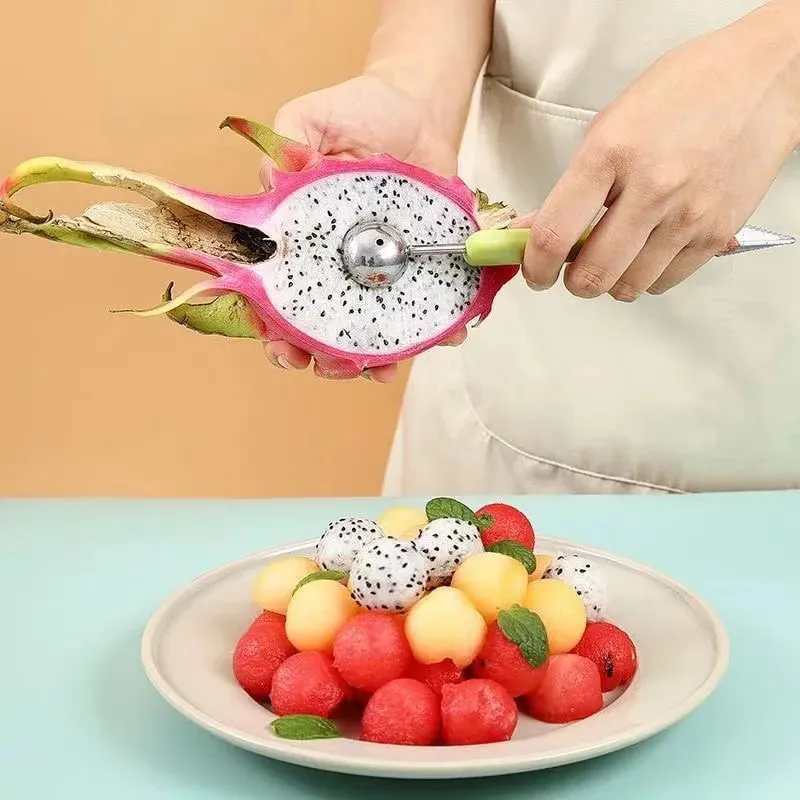 4 In 1 Watermelon Slicer Cutter Scoop Fruit Carving Knife Cutter Fruit Platter Fruit Dig Pulp Separator Kitchen Gadget Accessory — image 2