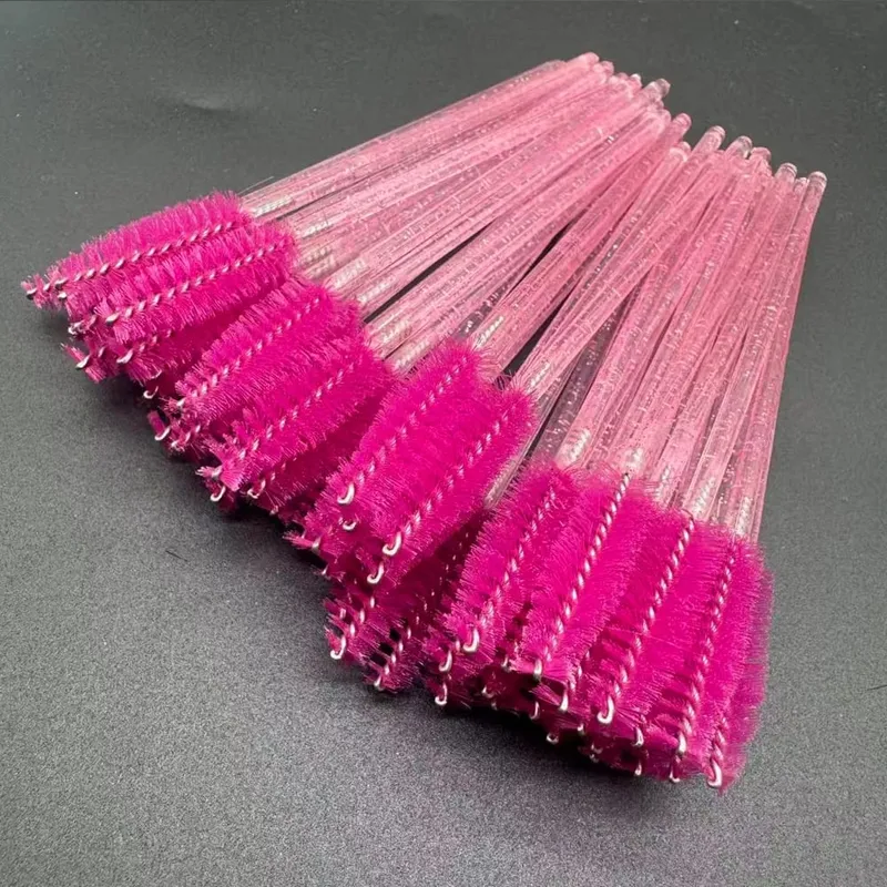 50pcs Disposable Eyelash Brushes Crystal Eye Lash Mascara Wands Glitter Lash Comb Spoolies Micro Makeup Applicators