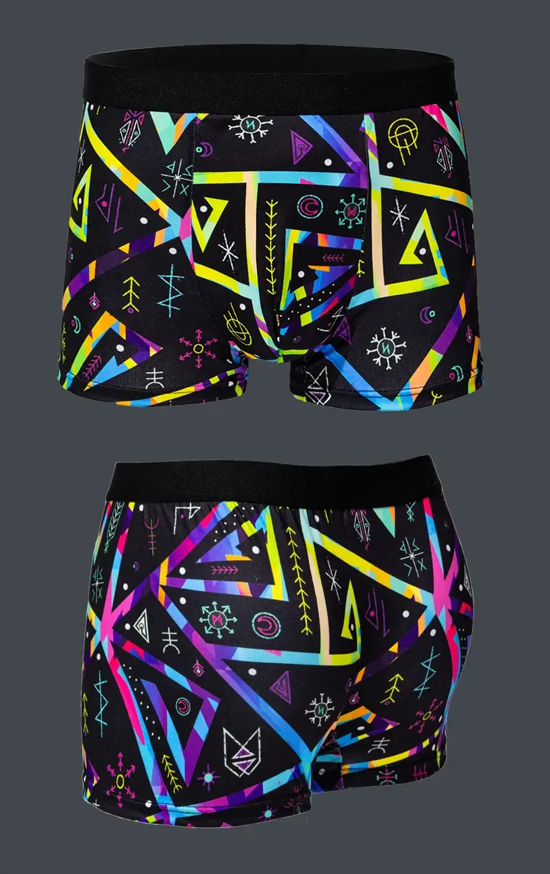 5-pcs Men's trendy graffiti, pixel, cyberpunk print boxer underwear, comfortable and casual and fashionable boxer — image 9