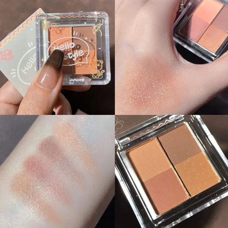 3/4 Colors Milk-Tea Eyeshadow Palette Professional Highlight Shimmer Brightening Long Lasting Eye Shadow Eye Makeup Eye Cosmetic — image 3
