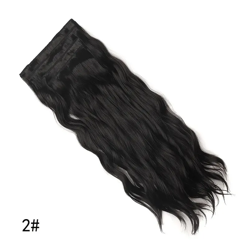 Jeedou Synthetic 4PCS/set Clip in Beach Wavy Hair Extensions Long Bouncy Curly Hairpieces Black Brown Color for Women