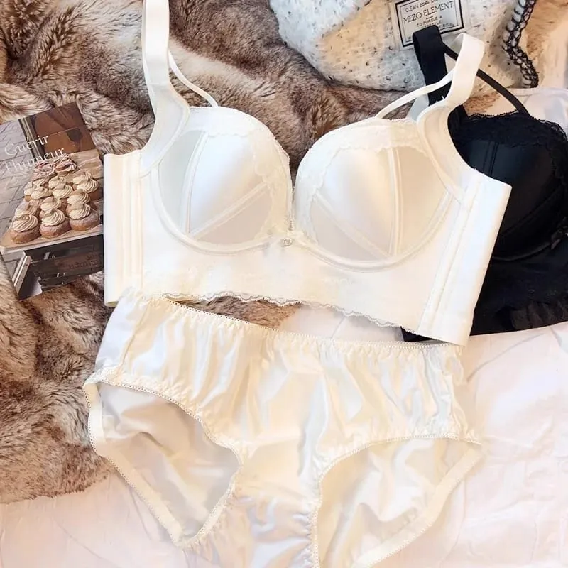 Trådfri Bomuld Tyk Push Up BH Trusser Blonde Kvinder Undertøj Sæt Retro Rød Stil Sømløs Dame Lingeri Kvinde Intimates — image 8