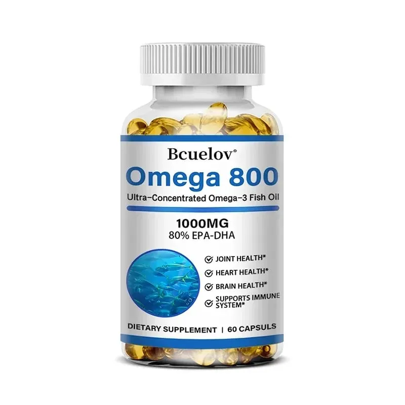 Bcuelov Fischöl Omega-3-Ergänzungsmittel, 1000 mg Kapseln, Omega-3-Fischöl für eine gesunde Herz-Gehirn-Unterstützung, 30/60/120 Kapseln — image 9