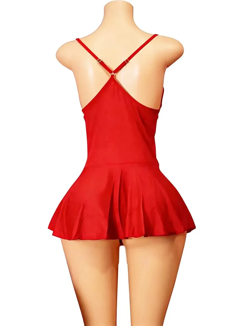 Màu Đỏ Gợi Cảm Crotchless Váy Đầm Cho Nữ Mùa Hè Hở Lưng Mini Váy Ngủ Trơn Trượt Áo Vestidos Y2k Quần Áo Trang Phục Dạ Hội — image 3