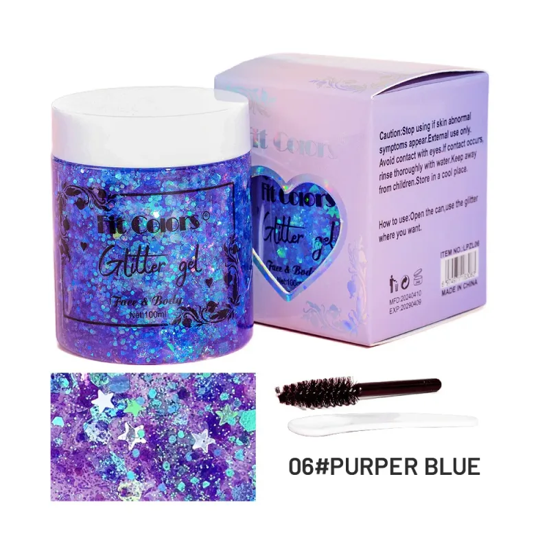 100ml Glitter Gel Eye Shadow Liquid Face Body Large Sequin Gel Multifunctional Colorful Loose Sequins Cream Party Decoration — image 12