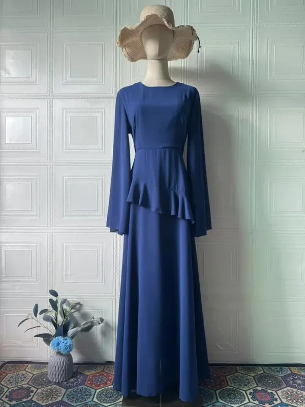 Maxi Dress Women Party Slim Fit Vestidos Round Collar Full Sleeve Tight Waist Elegant 2024 Autumn Female Elegant Long Dresses