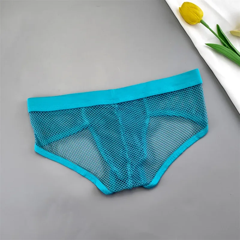 Hollow Out Fishnet Men's U Convex Briefs Breathable Mesh Low Waist Fully Transparent Underwear Perspective Lingerie — image 9