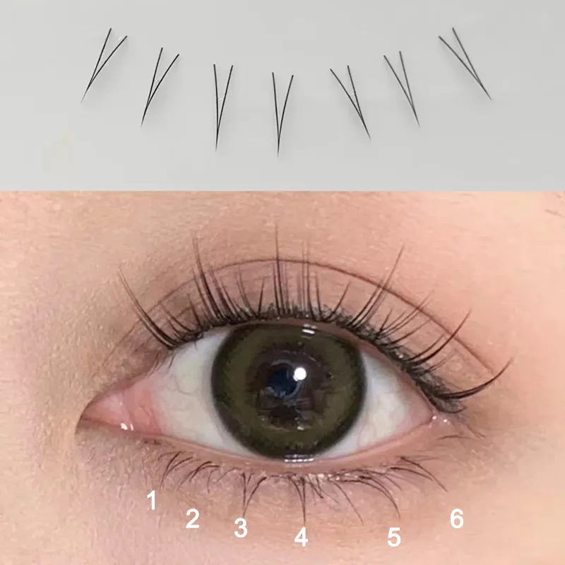 J Curl V Shape Under Eyelash Comic Eye Lashes Natural Bottom Lashes Soft Manga Eyelashes Bunches Eyelash Clusters Korean Makeup — image 2