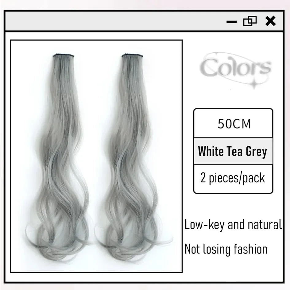Sintético 2 peças/set 50cm colorido extensões de cabelo encaracolado onda de água rosa/azul/roxo halloween/peruca de natal — image 11