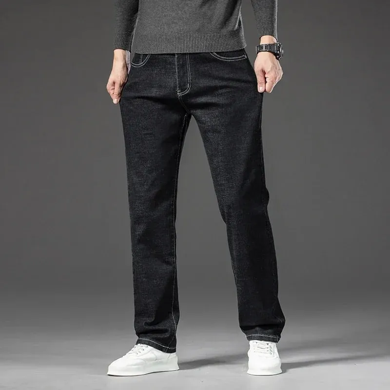2025 vår höst, raka jeans, jeansbyxor för män, klassisk stil Business Stretch Casual byxor Stor storlek 40 42 44 46 — image 6