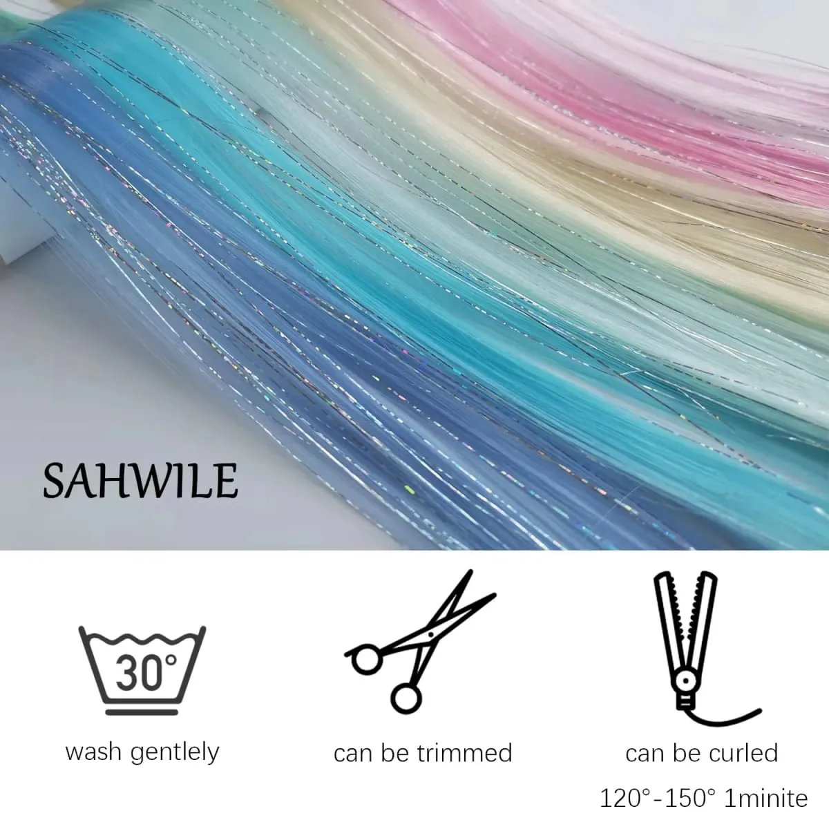 6pcs/pack Colored Party Highlights Clip in Hair Extensions 22 inches Multi-colors Straight Hair Synthetic Hairpieces
