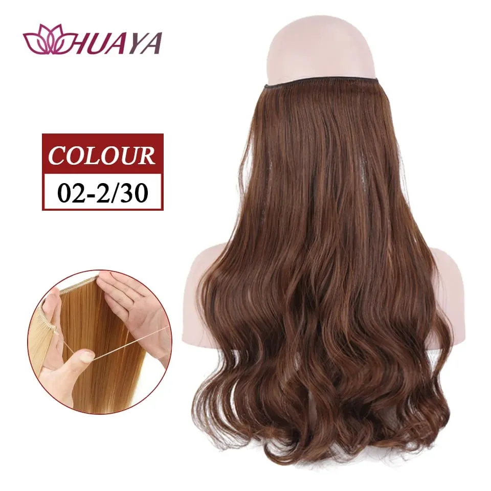 Synthetic Long Straight Invisible Wire No Clips In Hair Extensions Fake Hair Pieces Secret Fish Line Hairpieces For Women — image 21