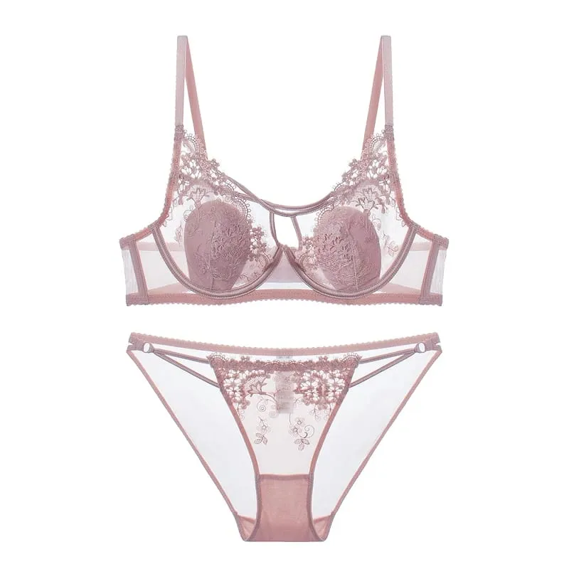 Parisian Lace Bust Reducer - French Steel Ring Bra Set Rabbit-Ear Design Slimming Minimizer Lingerie Tushy for Full Chest — image 1