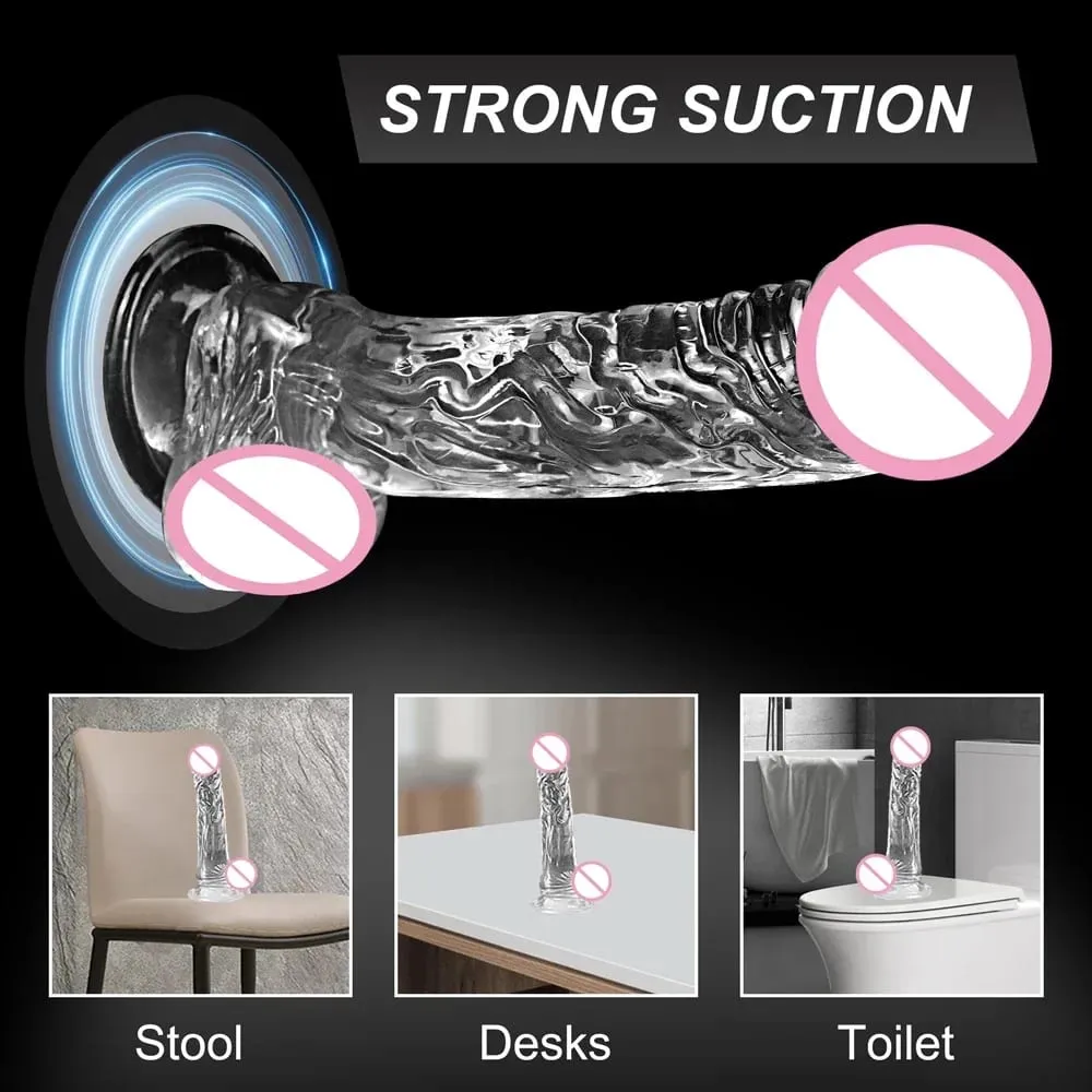 Jelly Dildo 4 Sizes Transparent Soft Realistic Penis Fake Dick Butt Plug for Woman Men Gay Sex Toys Female Vagina Anal Sex Toys — image 4