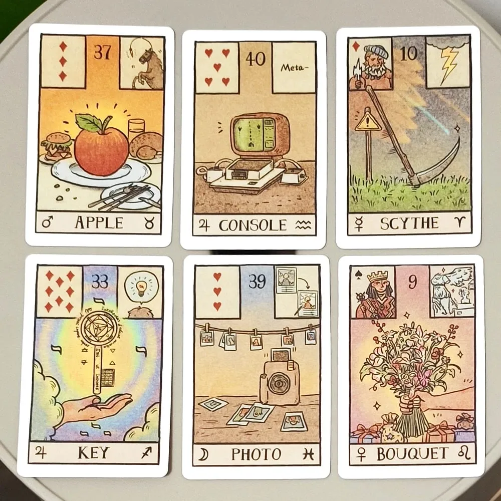 9*6 cm Akashic Eye Lenormand: 61-korts spådomsuppsättning (36 traditionella + 12 nya + 13 valfria) moderna illustrerade orakelkort — image 1