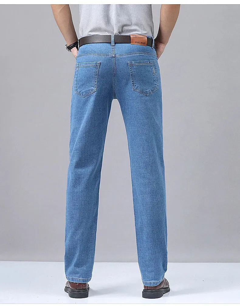 Men's Denim Jeans Thin Summer Straight Business Soft Fashion New High Quality Pants New Arrivals Dropship OL Work Trousers — image 7