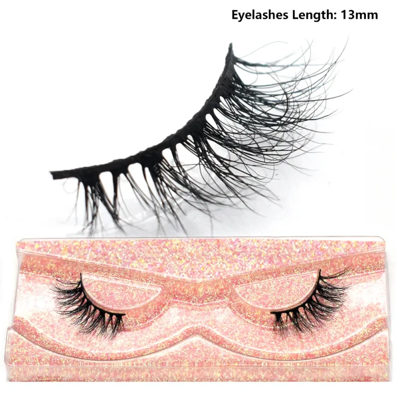 Demi-cils naturels 3D en vison, courts, duveteux, vaporeux, bande croisée, doux, Extension, maquillage — image 25