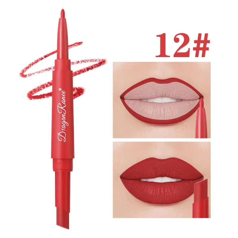 Double Head Matte Lip Liner Pencil 2 in 1 Long Lasting Waterproof Nude Red Lipstick Brighten Outline Makeup Stick — image 10