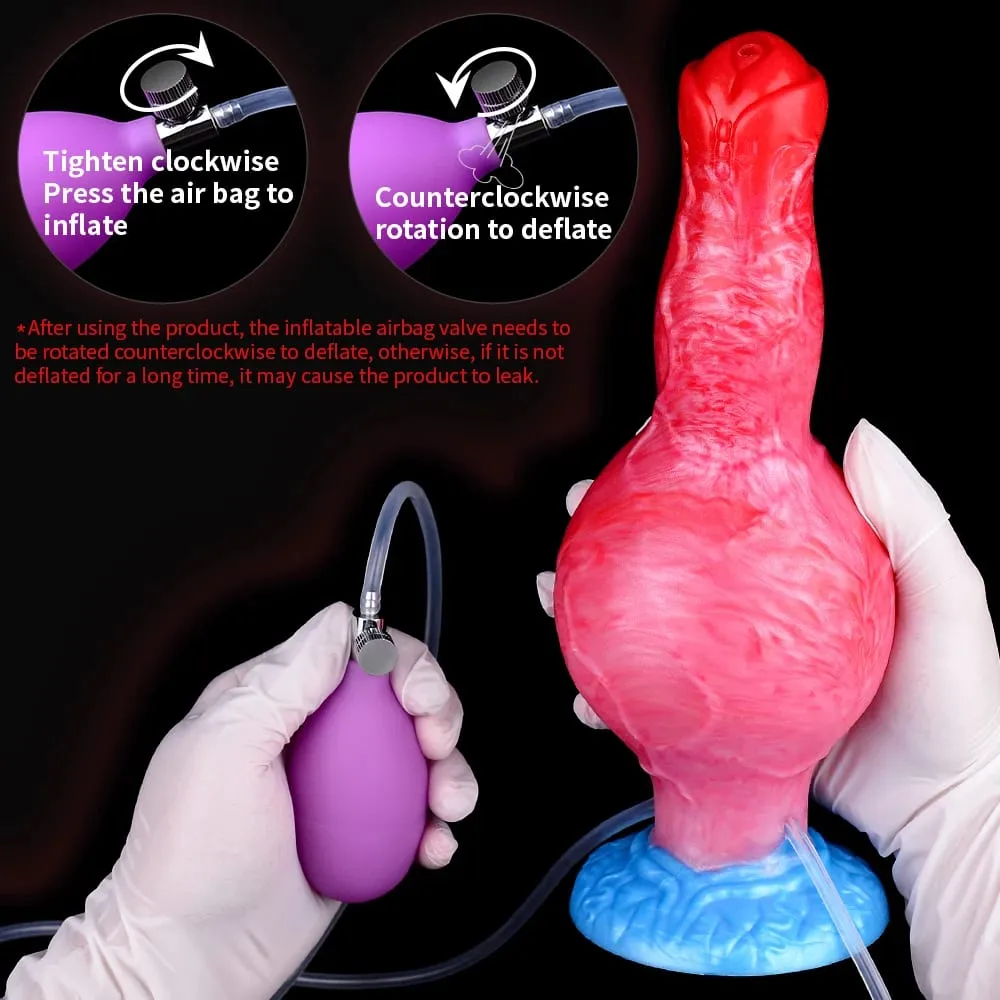 Ejaculation Anal Plug Dog/Wolf Dildo Inflatable Big Knot Penis with Squirting Function Strong Sucker Sex Toy for Women Men — image 3