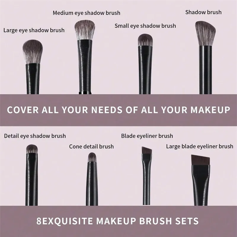 8pcs Eyes Makeup Brushes Set Professional Soft Contouring Eyeshadow Eyeliner Eyebrow Brush Facial Beauty Cosmetic Brushes Tool — image 3