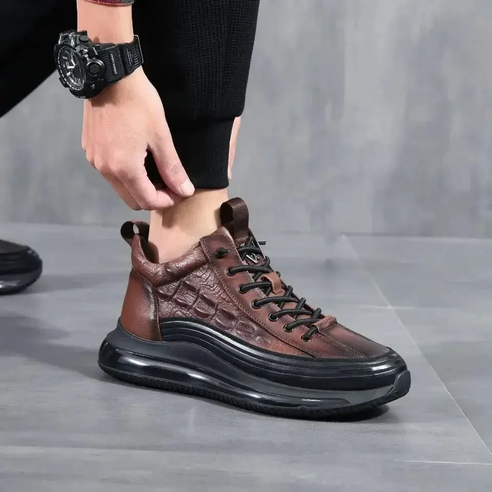 2026 Autumn Alligator pattern Men Sneakers Lace Up Casual Platform Vulcanized Shoes Male Anti-slip Running Zapatillas Hombre