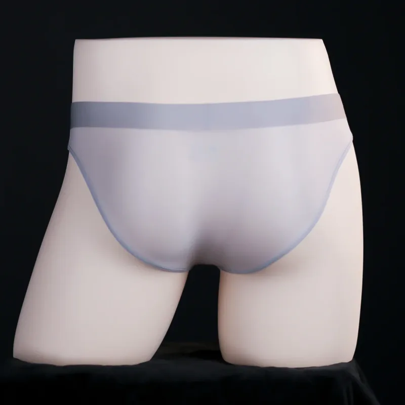 Ice Silk Briefs Men Oil Shiny Underwear Ultra Thin Traceless Underpants Transparent Smooth Bulge Pouch Panties Elastic Knicker — image 10