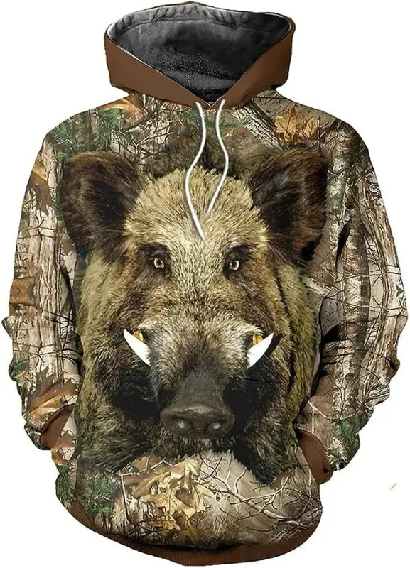 New Men's Animal Series 3D Wild Boar Printing Sweatshirt Casual Fashion Women's Y2K Hoodies Pullover Street Large Sudaderas — image 14