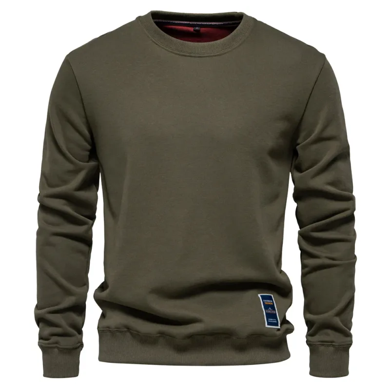 Cotton-blend Mens Crew Neck Solid Color Sweatshirts Pullover Casual Sport Sweatshirt for Men — image 12
