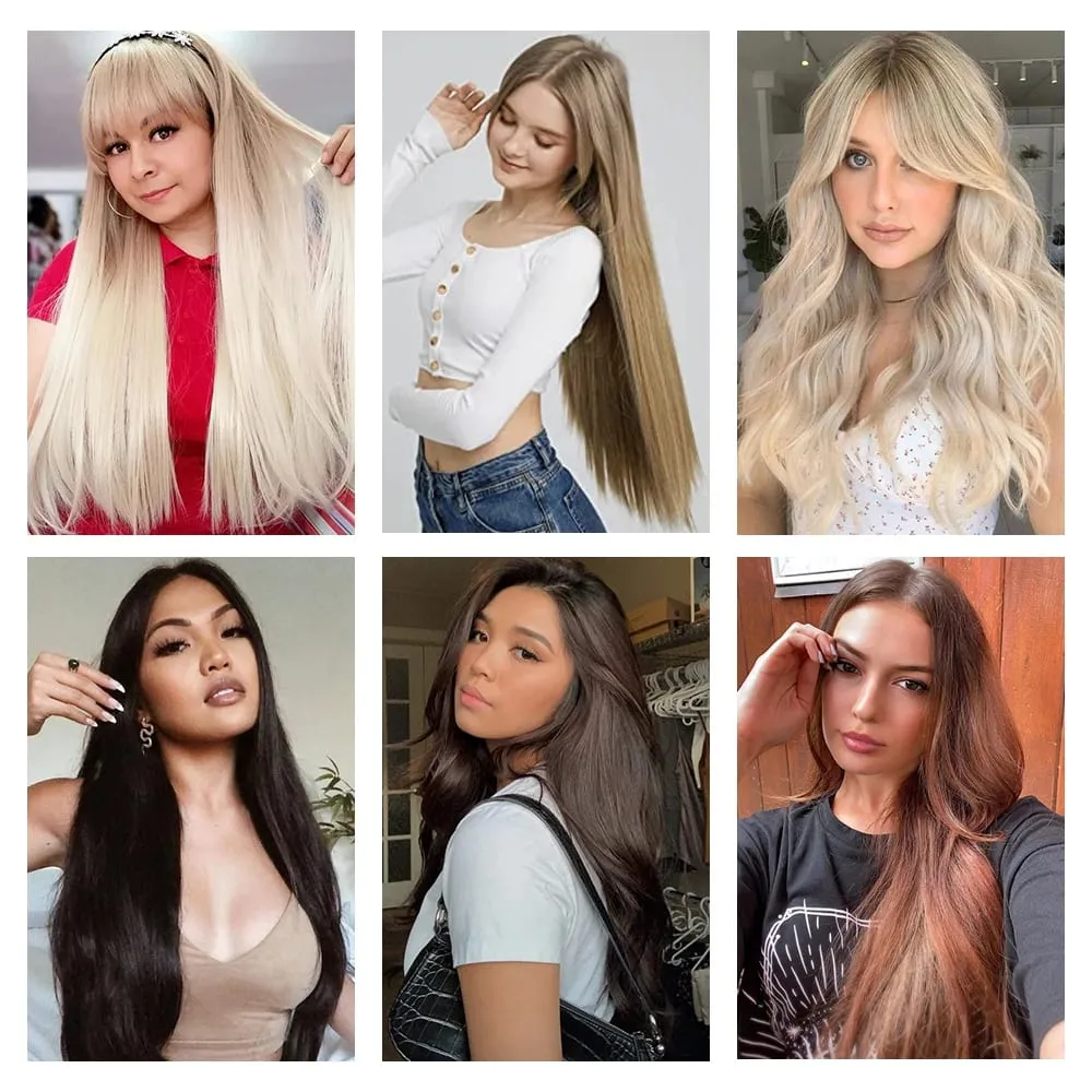 Long Straight 16 Clip In Synthetic Hair Extensions 7Pcs/Set Natural Blonde Heat Resistant Hairpieces For Women — image 6