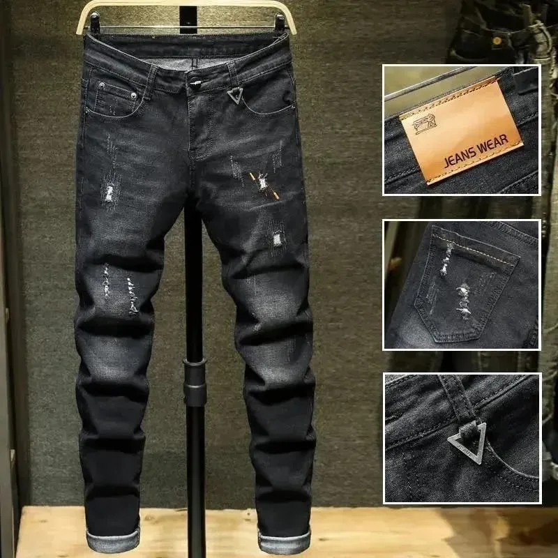 Spring and Autumn Trend Solid Color Straight Leg Stretch Denim Jeans Men's Casual Slim Fit Comfortable Sports High-Grade Jeans — image 5