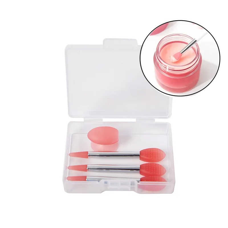 3PCS Silicone Lip Balms Lip Mask Brush With Sucker Dust Cover Lipstick Cosmetic Makeup Brushes Lipstick Brush Storage Box — image 1