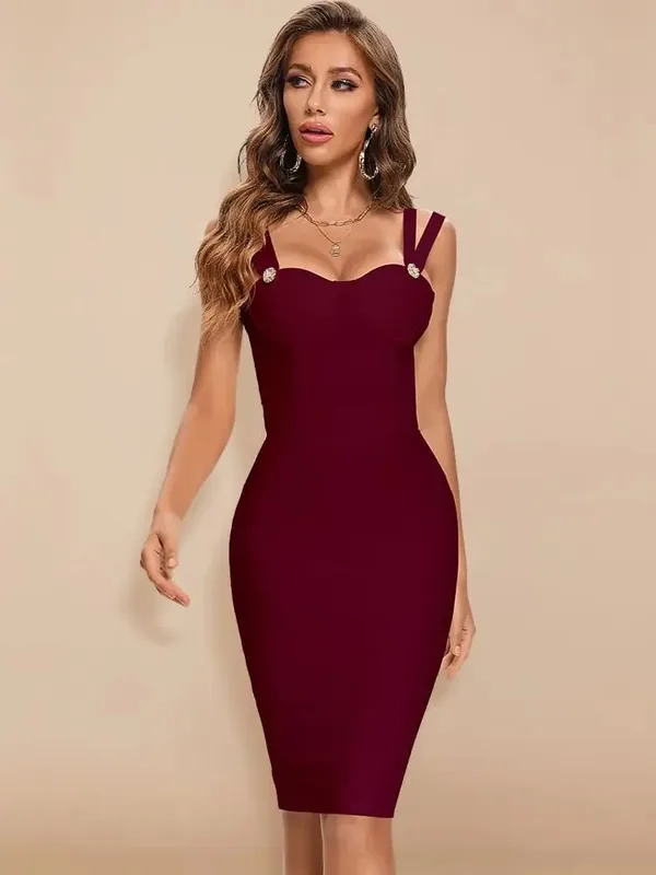 Summer White Rhinestone Bandage Evening Dress Women Luxury Maxi Spaghetti Strap Red Club Celebrity Evening Party Vestido — image 11