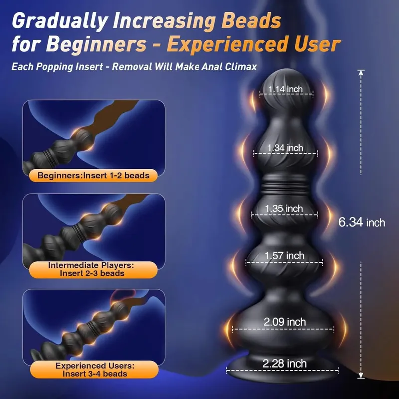 Thrusting Anal Beads Prostate Massager Anal Vibrator Toys Butt Plug Trainer Vibrating Thrusting Sex Toys for Men Women Adult — image 4