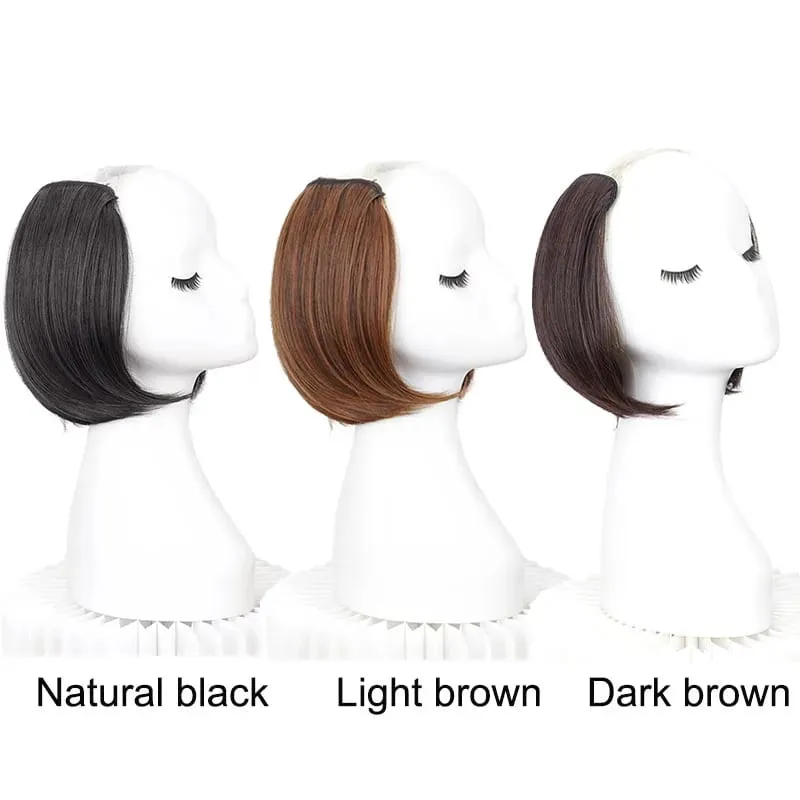 20/30cm Synthetic Short Straight Internal Buckle V-shaped Half Head 4Clips Hair Extension Invisible Hairpiece for Women — image 3