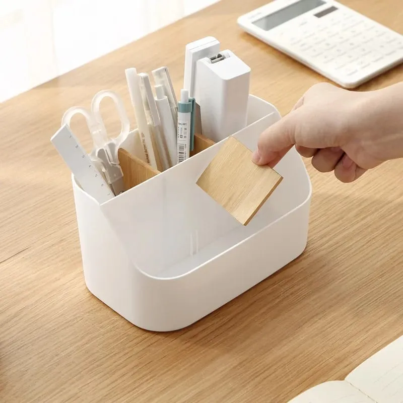 Desktop Storage Box Makeup Brushes Holder With Detachable Divider Comestic Tools Lipstick Beauty Tools Stationery Storage Box — image 3